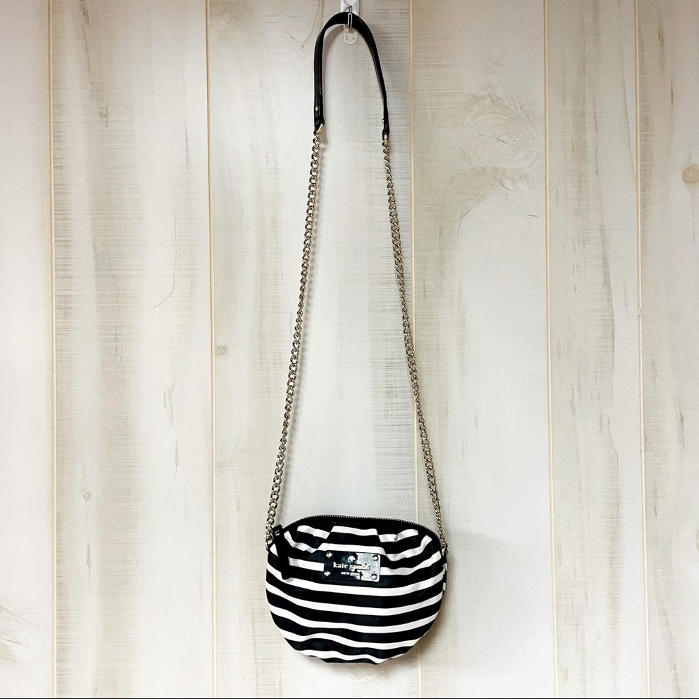 Kate Spade Greta Nylon Stripe Crossbody Bag Leather Trim - Picture 4 of 8